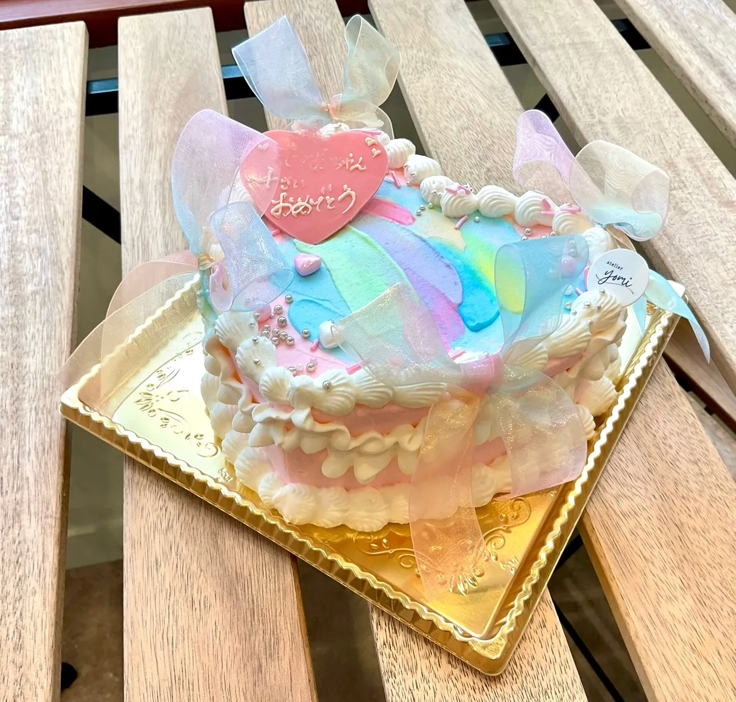 虹色ハートきらきらリボン