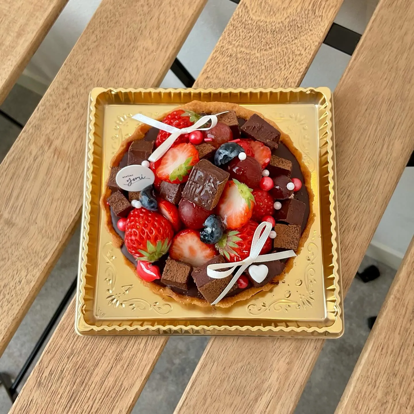 甘酸っぱいいちごと、濃厚チョコレートのタルト🍓🍫
